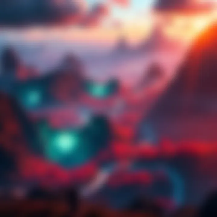 A breathtaking view of a vibrant Elden Ring scene with unique enemies and colorful landscapes