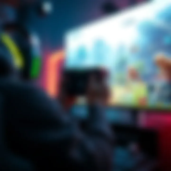 A gamer playing with a powerful RTX 5080 graphics card, showcasing bright and detailed game visuals on screen.