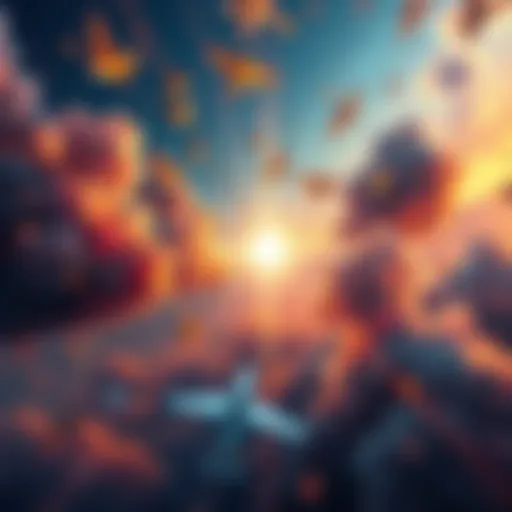 A colorful painting showcasing elements of Rapture with dynamic colors and themes blending together, highlighting the artist's creativity and skill.