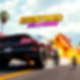 A thrilling scene from the Stuntman: Hollywood trailer showing an exciting car stunt with vibrant graphics.