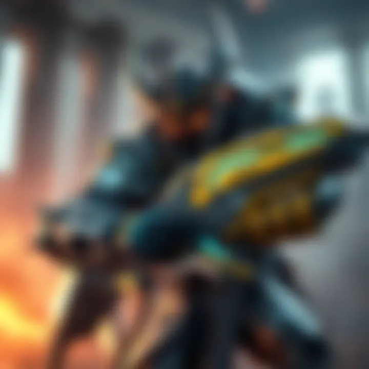Styanax, a powerful Warframe character, readies for battle with his unique weapon and armor.
