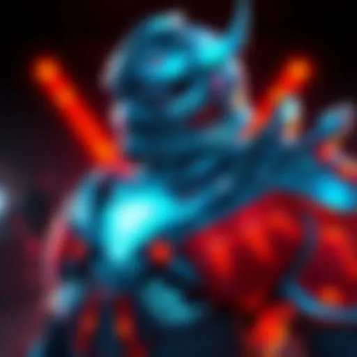 A character wearing beautifully designed armor from a video game, showcasing intricate details and vibrant colors.