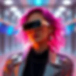 A person showcasing a shiny chrome-inspired outfit that reflects light, enhancing their vibrant style and confidence.