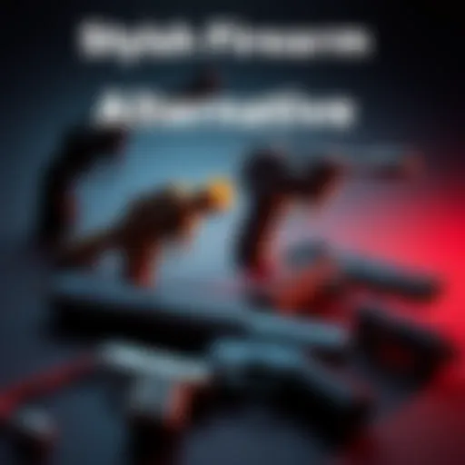 A selection of various firearms that are stylish and customizable, contrasting with the St. Elmo design.