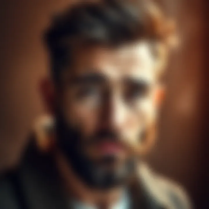 Stylish man with rugged stubble A man showcasing a trendy stubble and confident expression, emphasizing a bold masculine look.