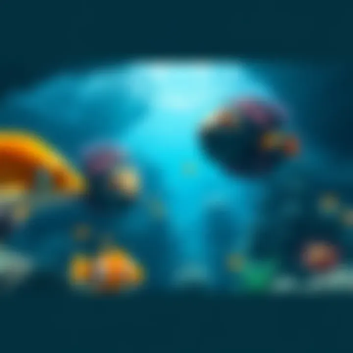 Gameplay footage from Subnautica 2 showing underwater exploration and vibrant marine life