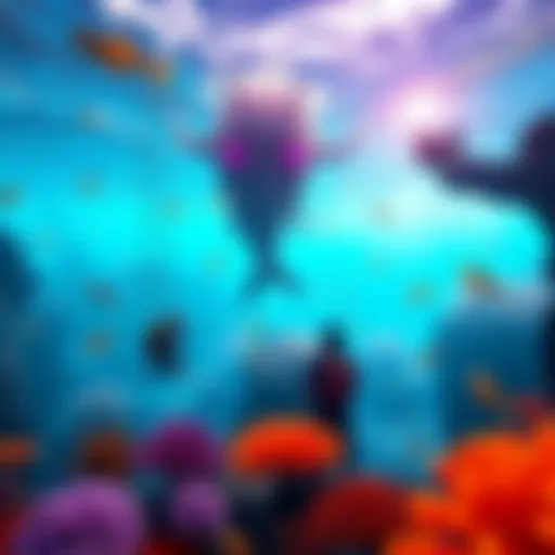 A vibrant underwater scene showcasing cooperative gameplay in Subnautica 2 with players exploring marine life and environments.
