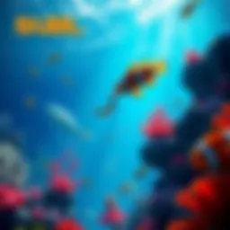 A vibrant underwater scene depicting players exploring the ocean in Subnautica 2, showcasing marine life and excitement.