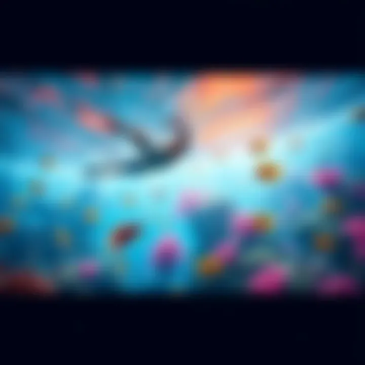 Underwater exploration in Subnautica 2 A player swimming in a colorful underwater world filled with marine life and plants in Subnautica 2