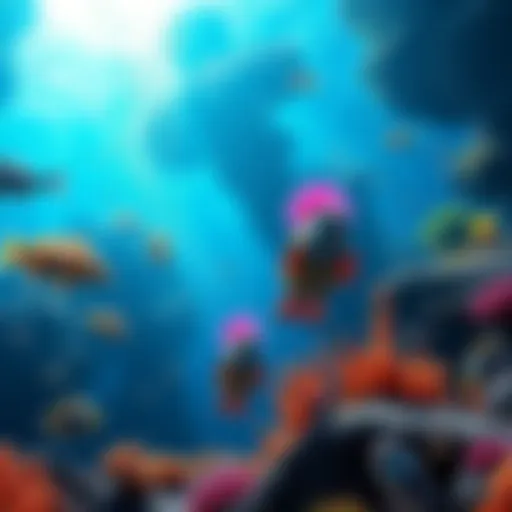 A captivating underwater environment from Subnautica 2 featuring colorful sea life and coral reefs