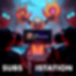 A gaming scene showing players in a intense raid, with a notification of subscription lapse on their screens, illustrating the impact on teamwork and performance.