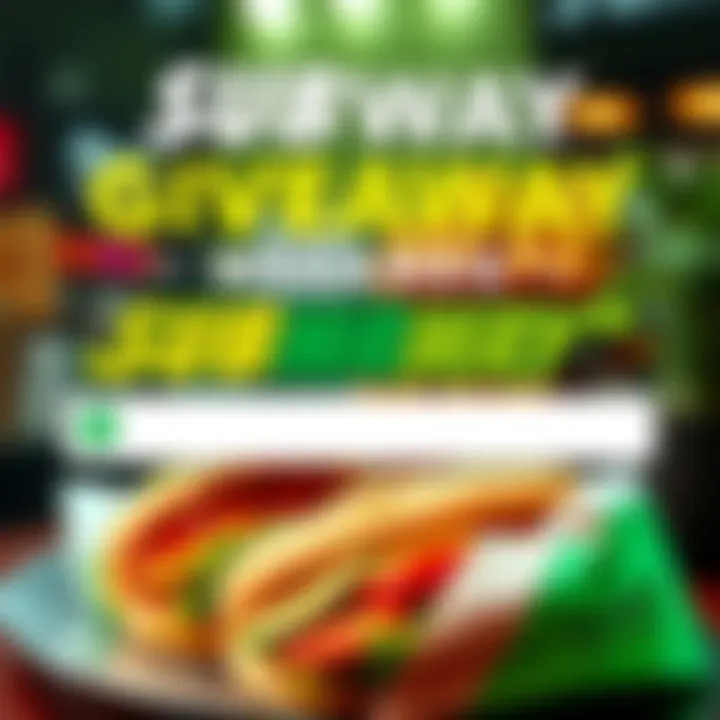 A colorful graphic promoting a chance to win a Subway code by sharing opinions on Arc Raiders, featuring Subway sandwiches and a comment box.