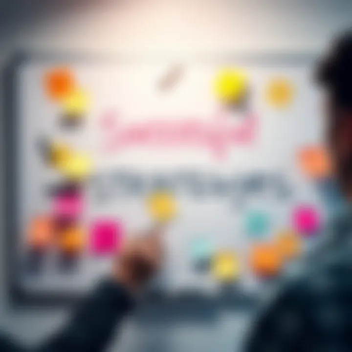 Successful Strategies A person brainstorming effective strategies on a whiteboard, surrounded by sticky notes and markers