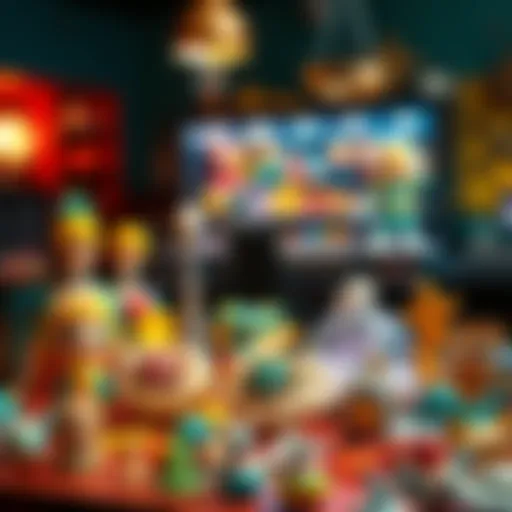 A display of Sugar Bomb and Deep Sea collectibles on a table, highlighting their colorful designs and unique features.