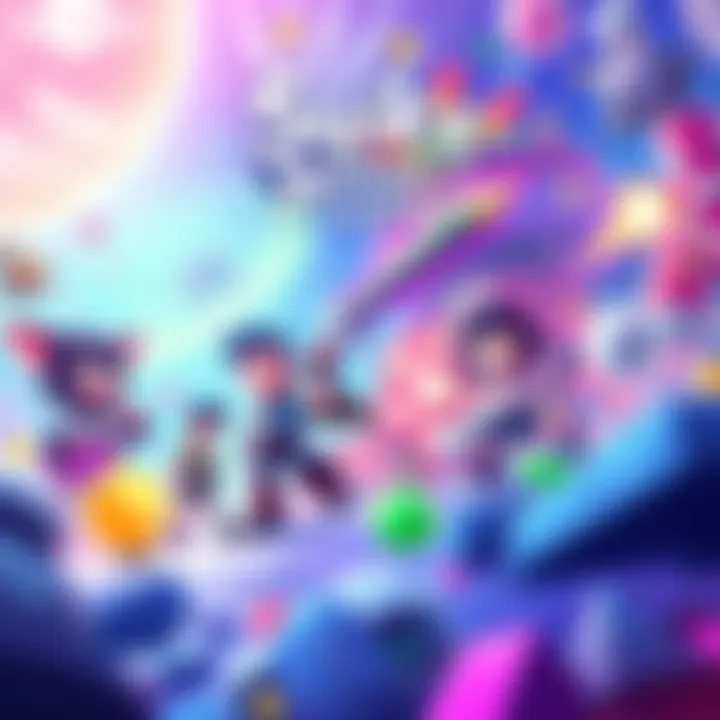 Colorful scene from Suika Game Planet showing vibrant characters and gameplay action