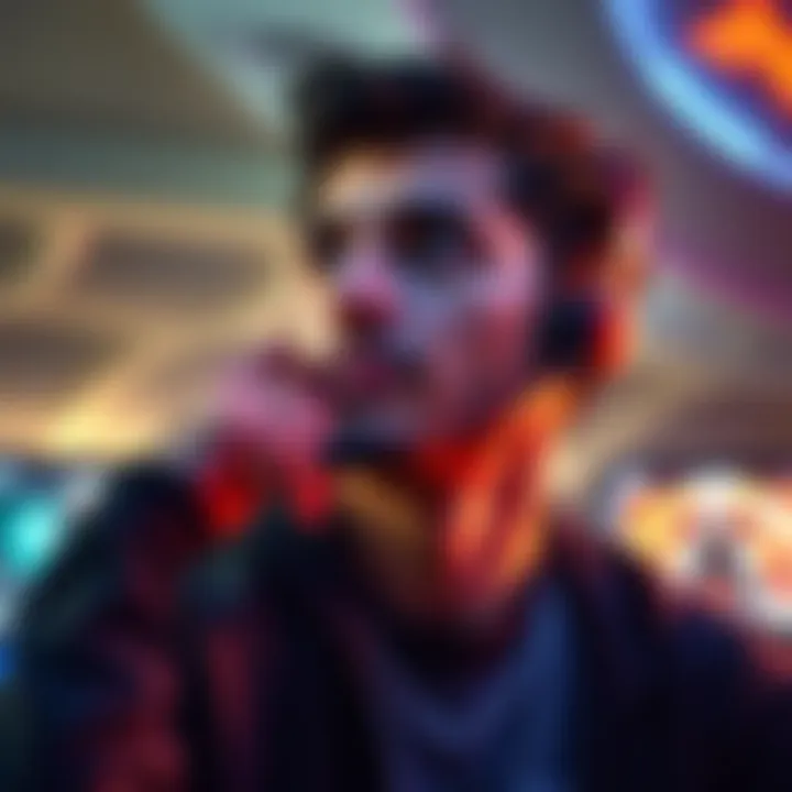 Dota 2 star Sumail looking thoughtful with his gaming setup in the background, symbolizing his potential retirement.