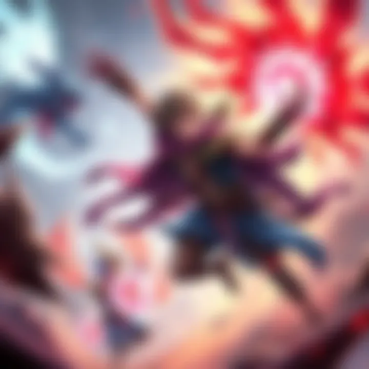 Summoner in Battle A character summoning magical creatures during a fierce battle, inspired by anime style.