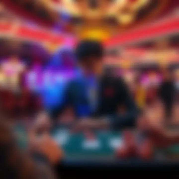 A person sits at a casino table with cards and chips, looking focused while trying to summon Namielle with a mystical aura around them.