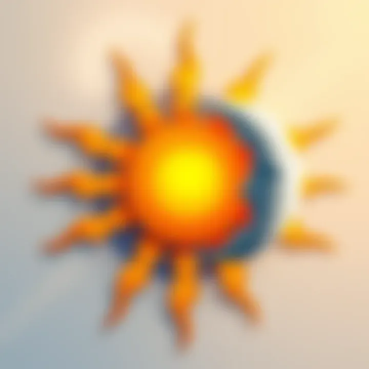 A vibrant illustration showing the Sun and Moon representing different choices in the Sol/Lua religion. The Sun is bright and yellow, while the Moon is soft and silver, depicting contrasting paths in decision-making.