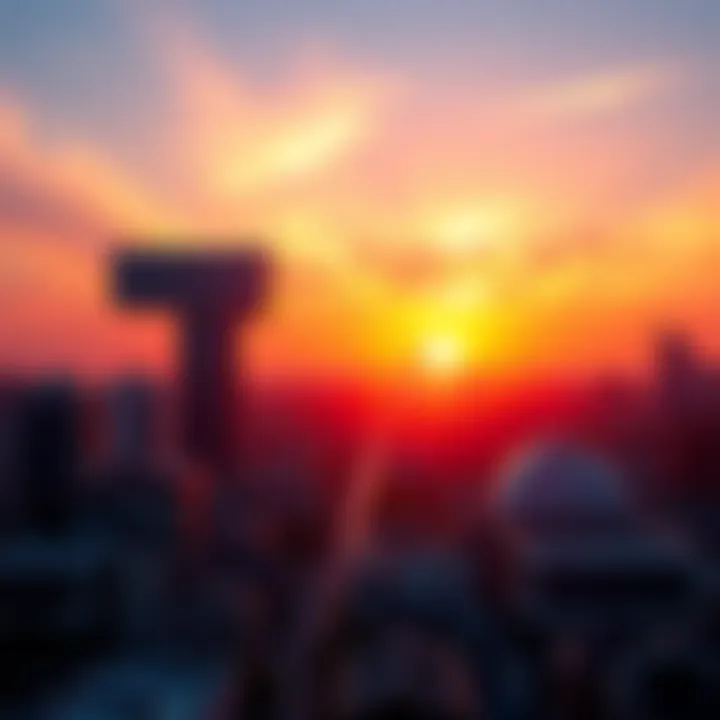 A vibrant sunrise illuminating a city skyline, symbolizing a new day and future possibilities.