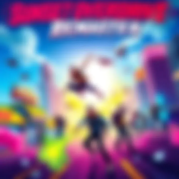 Colorful cover art featuring vibrant cityscape with characters from Sunset Overdrive, showcasing action and excitement.