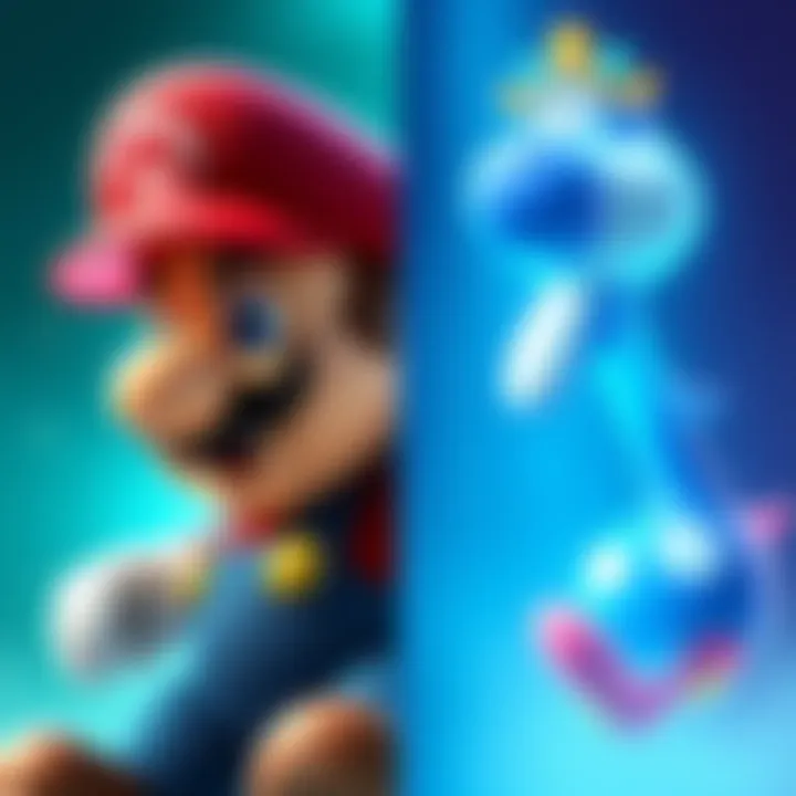 Comparison of Super Mario characters from both Deluxe and Wonder games, showcasing their unique designs and colors.