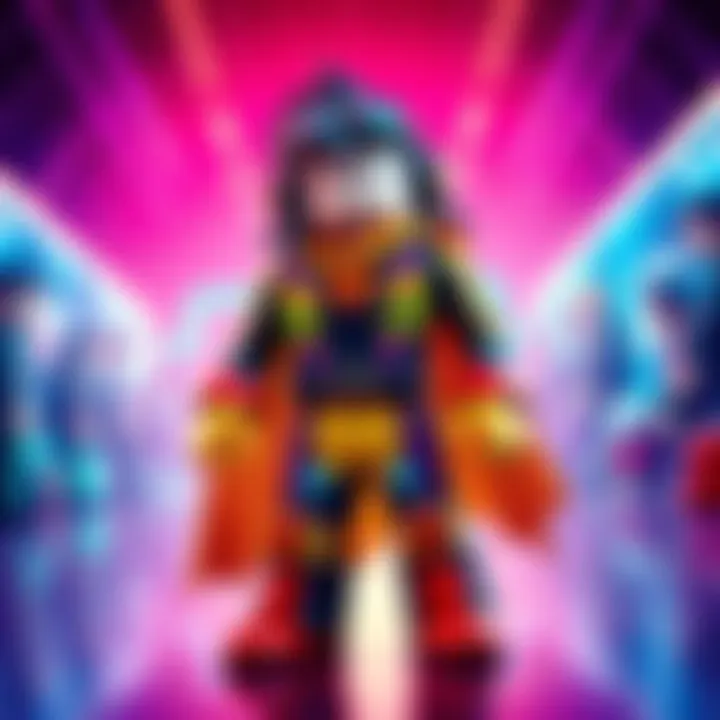 A colorful Super character standing confidently in Roblox with a dynamic pose, showcasing a unique costume and accessories.