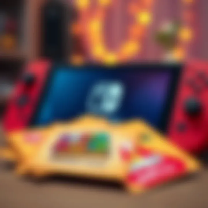 Close-up of Super Mario Party Jamboree upgrade codes with a Switch console in the background