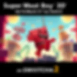 Super Meat Boy 3D on Switch 2 A vibrant illustration of Super Meat Boy in a 3D environment, surrounded by obstacles and platforms, showcasing the gameplay style of the game on Switch 2.