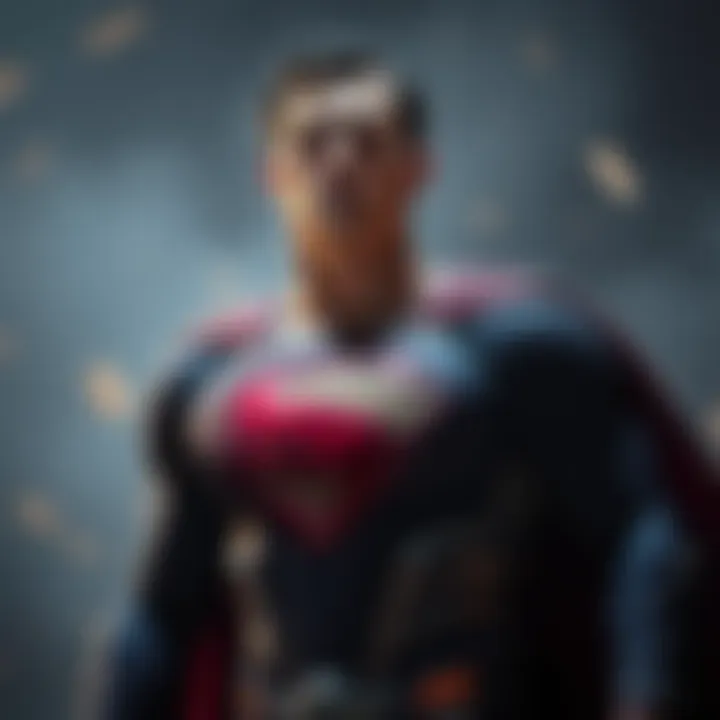 Superman in a classic costume, highlighting nostalgic elements with a modern twist.