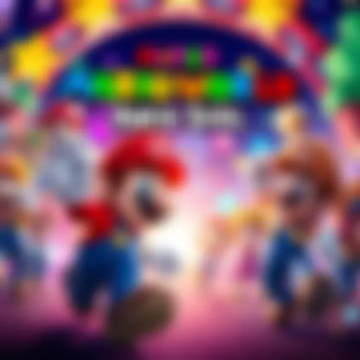 Colorful poster showing Mario and friends in a lively scene from the upcoming Super Mario World movie