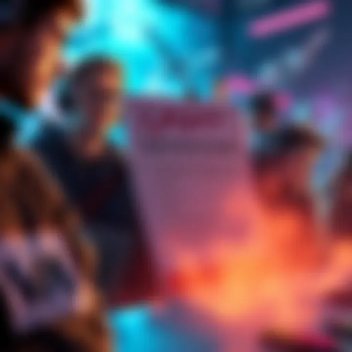 A notice about layoffs at Supermassive Games, showing team members looking concerned, with a backdrop of gaming art.