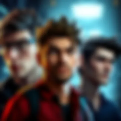 Collage of characters Nick, Andrew, and Alex from Supermassive Games showcasing their expressions and roles in the series.