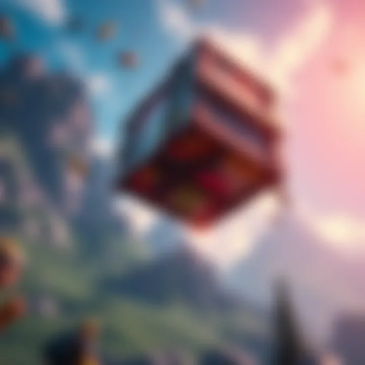 A colorful supply drop crate falling from the sky in a gaming environment