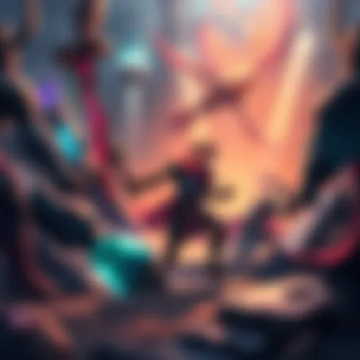 A game scene showing a support champion helping in the sidelane while a mid lane champion fights against opponents.