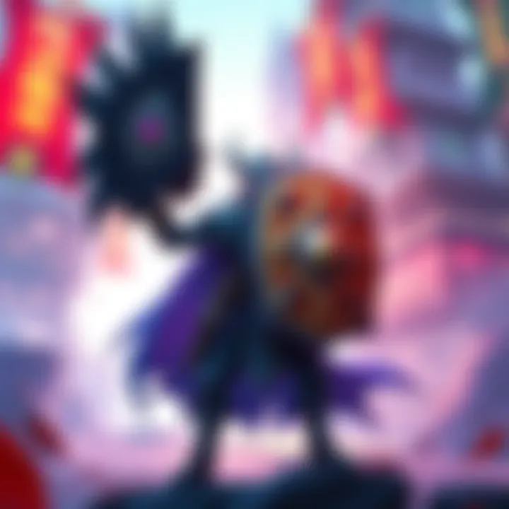 Support Character Concept A unique gaming character providing utility support with shield and teleportation abilities, set in a vibrant fantasy world.