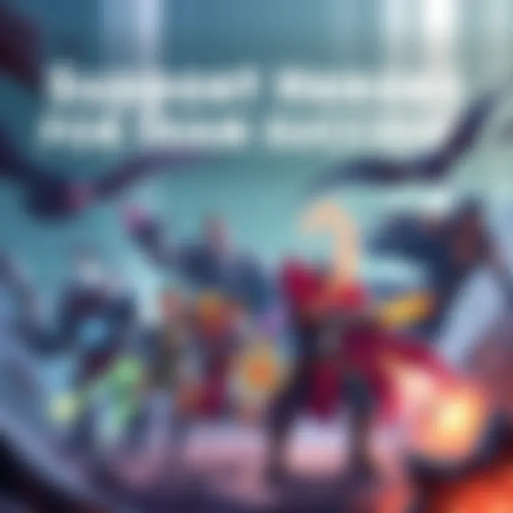 Illustration of various support characters in action, showcasing their abilities and teamwork in a gaming environment.
