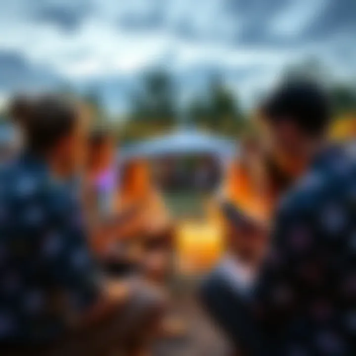 A group of people in a support circle sharing their stories about addiction and recovery at an outdoor event