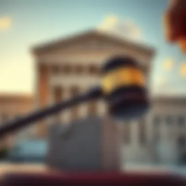 A gavel strikes a block with the Supreme Court building in the background, symbolizing the recent decision on tariffs.