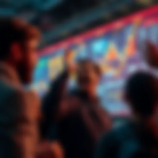 People reacting with surprise and excitement as numbers rapidly increase on a screen