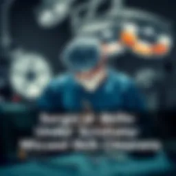 Surgeon at work in operating room A surgeon focused on a surgical procedure, instruments scattered around, highlighting a tense moment due to missed shots