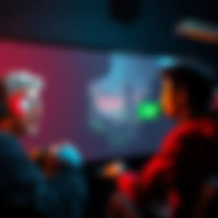 Surprised Players Discovering Hidden Level New players looking astonished as they find a hidden level in a video game on screen during gameplay.