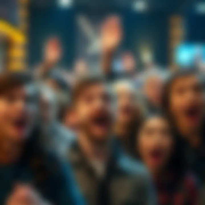 A group of people looking shocked and surprised, reacting to unexpected news, with varying expressions of disbelief and excitement.