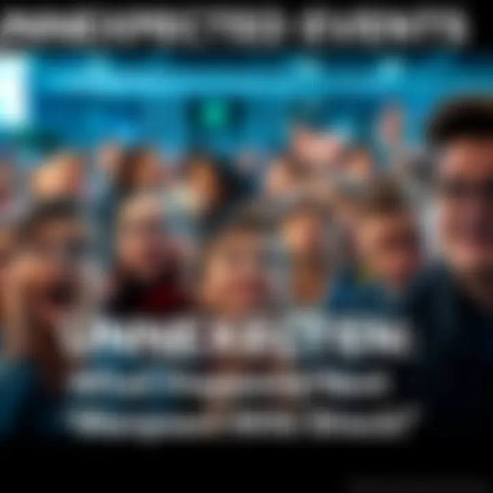 A crowd of people looking shocked and surprised at an unexpected event, with expressions of disbelief on their faces.