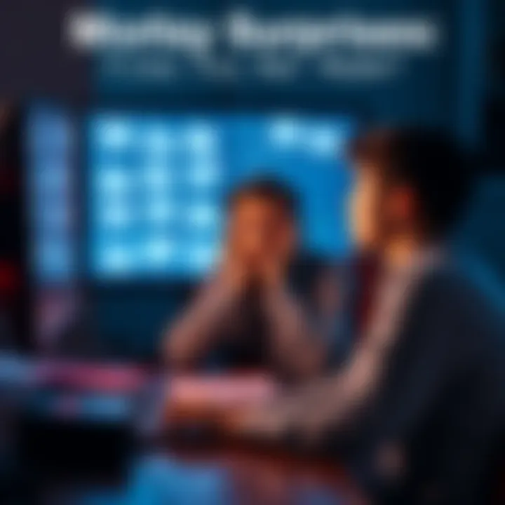 Surprised person looking at random files A person sitting at a desk, surprised while staring at their computer screen filled with unexpected files, portraying Monday confusion after the weekend.