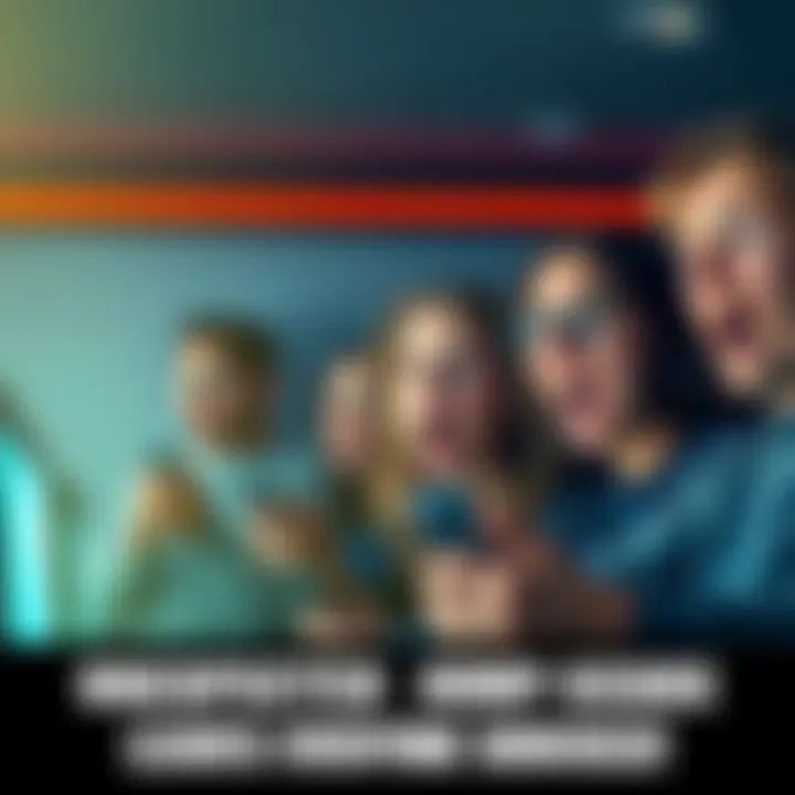 Group of people looking shocked and scared at a jumpscare moment on screen