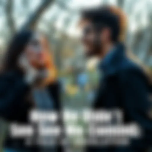 Two people having a revealing conversation in a park, showing expressions of surprise and understanding.