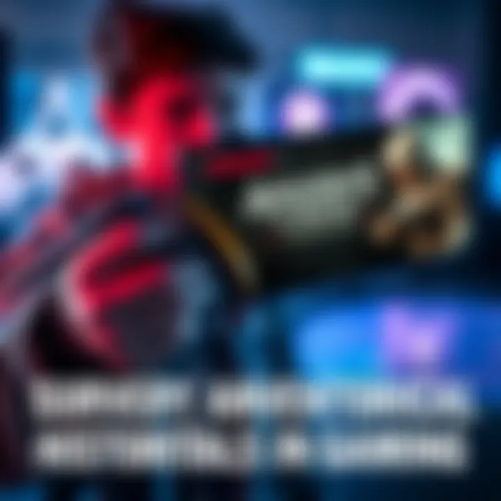 A student holding a game controller with a screen showing Assassin's Creed gameplay and text about a survey