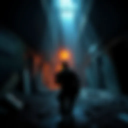 A character cautiously explores a dark, abandoned environment with limited resources, showcasing vulnerability and the struggle for survival.