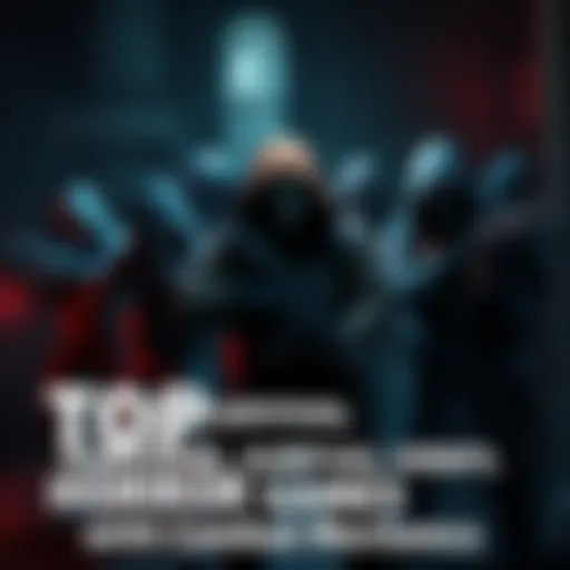 Various characters from survival horror games holding weapons and ready for combat in a dark, eerie setting.